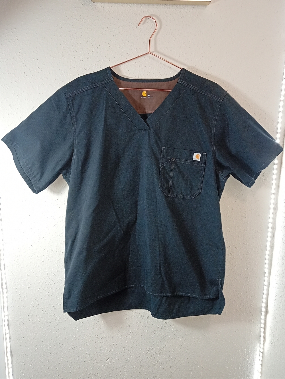 Men’s Carhartt Black Short Sleeve V-Neck Work Shirt Scrubs sz M
